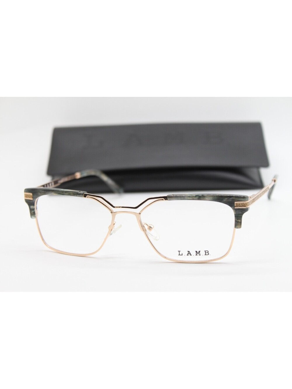 NEW L.A.M.B. LAUF098 TEA TEAL GOLD AUTHENTIC EYEGLASSES W/CASE 56-16